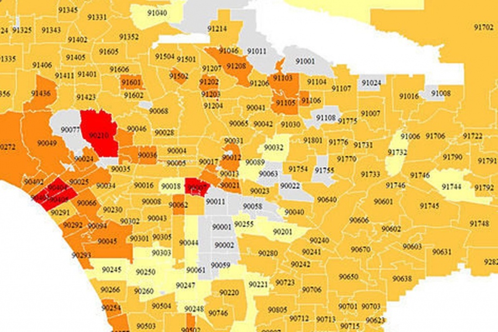 Los Angeles County Zip Code Map | Dehazelmuis - Los Angeles Zip Code Map Printable