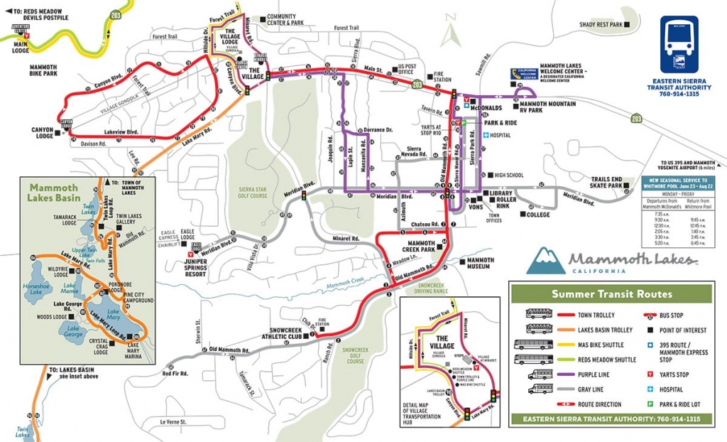 Mammoth Shuttle Map - Mammoth California Map