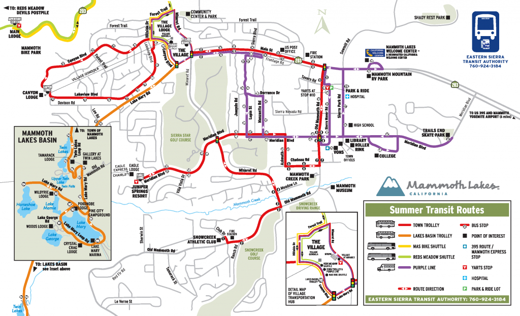 Red Line Eastern Sierra Transit Authority Mammoth California Map