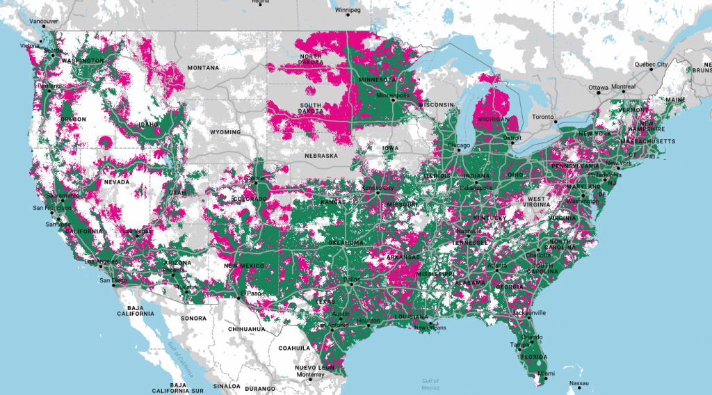 Map Comparing 3G Coverage, 4G Coverage, And Roaming : Tmobile - T Mobile Coverage Map In California