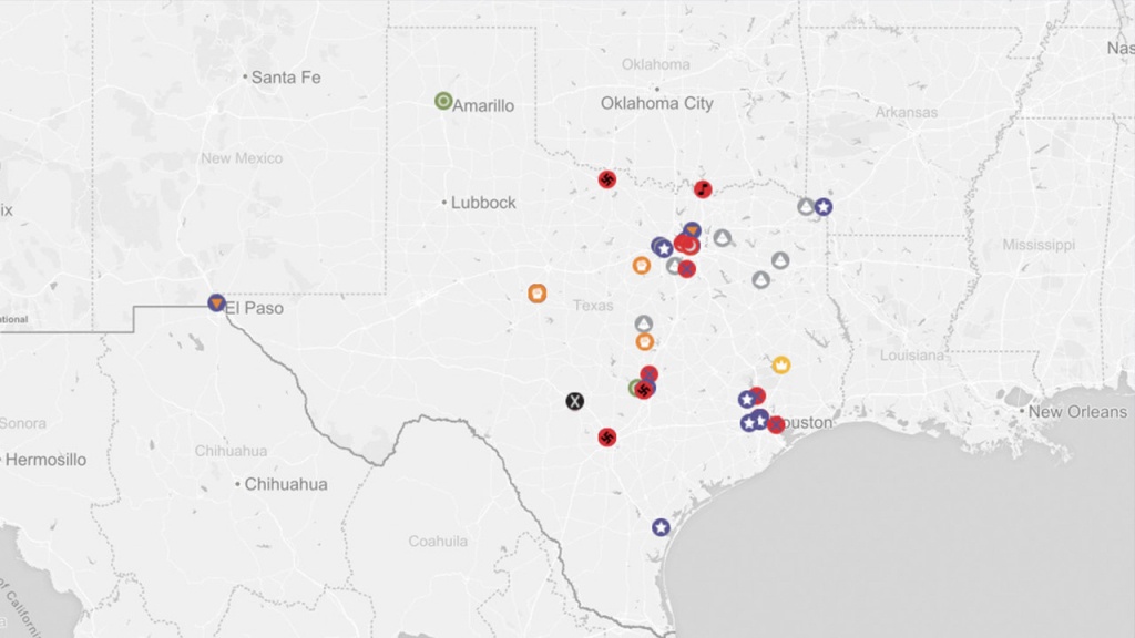 Map Details Where Texas Hate Groups Are In 2018 - Pampa Texas Map