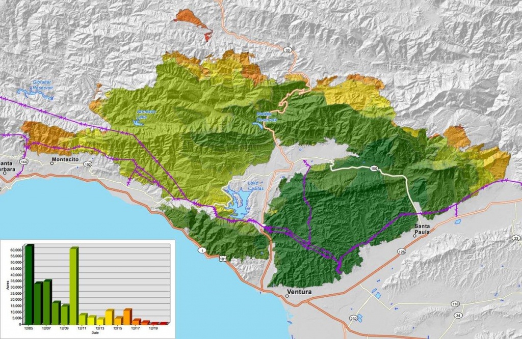 Map: How The Thomas Fire Grew Into One Of California&amp;#039;s Largest - Map Of Southern California Fires Today