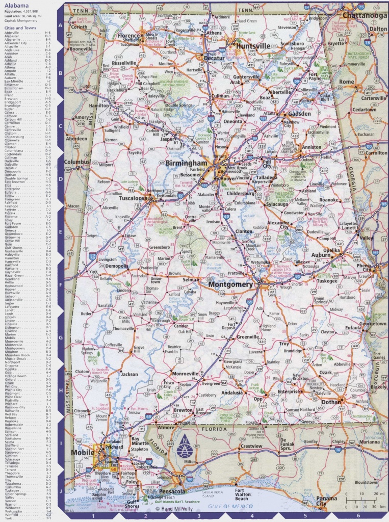 Map Of Alabama With Cities And Towns - Printable Alabama Road Map