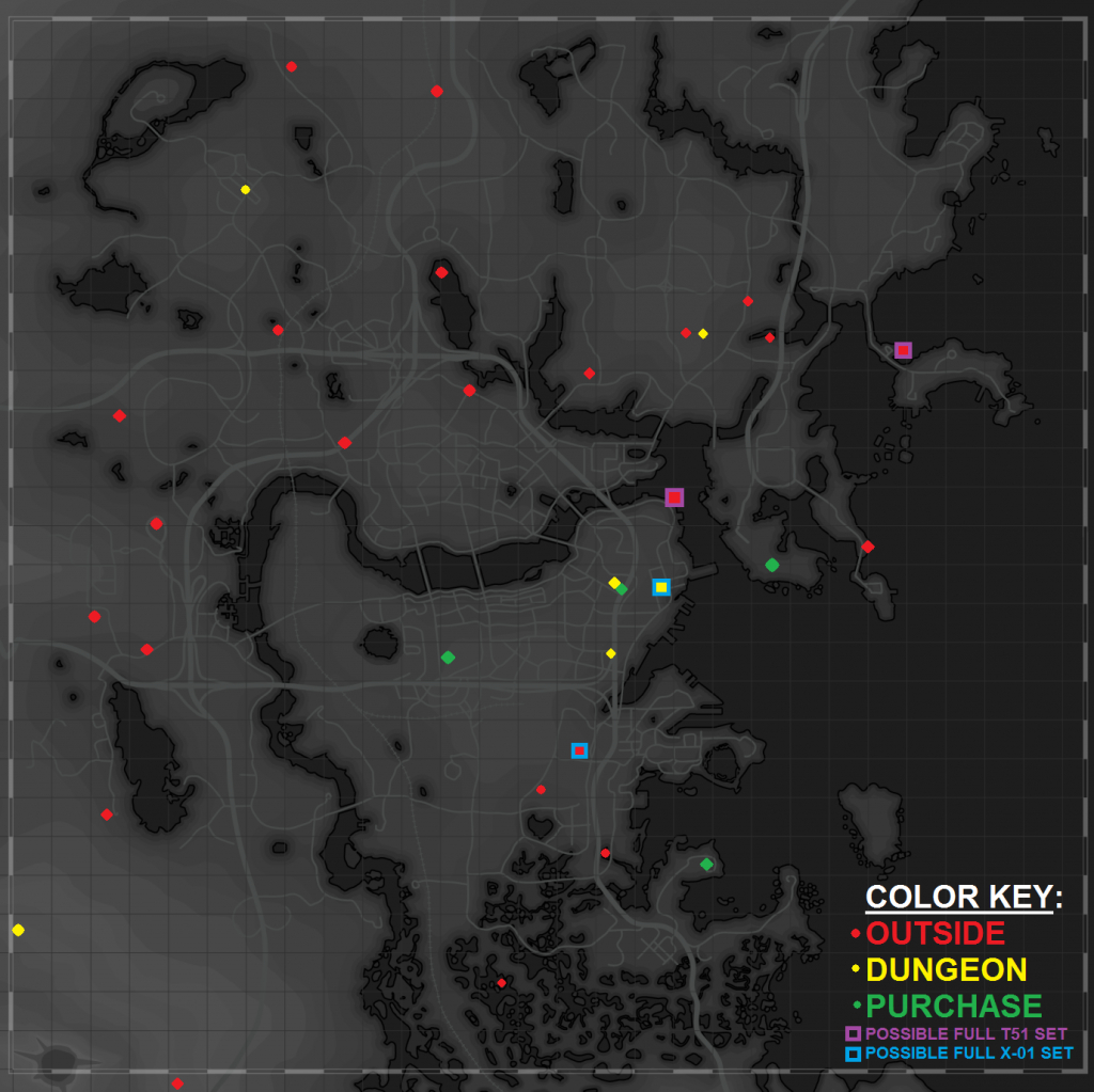 Map Of All Power Armor Frames (X-Post) : Fo4 - Fallout 3 Printable Map