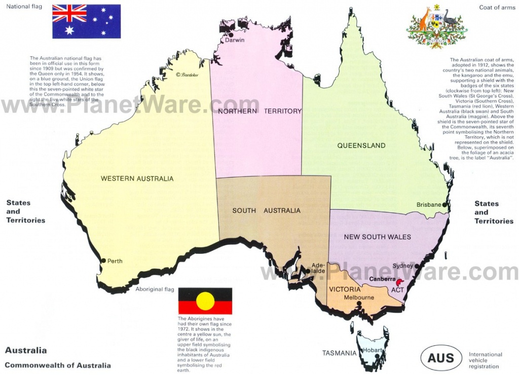 Map Of Australia - States And Territories | Planetware - Printable Map Of Australia With States And Capital Cities