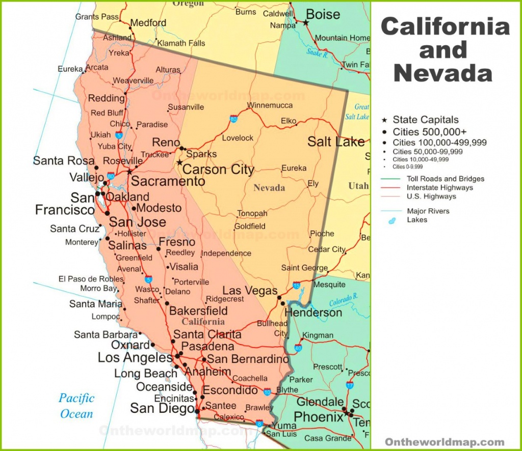 Map Of California And Nevada California Nevada Map 