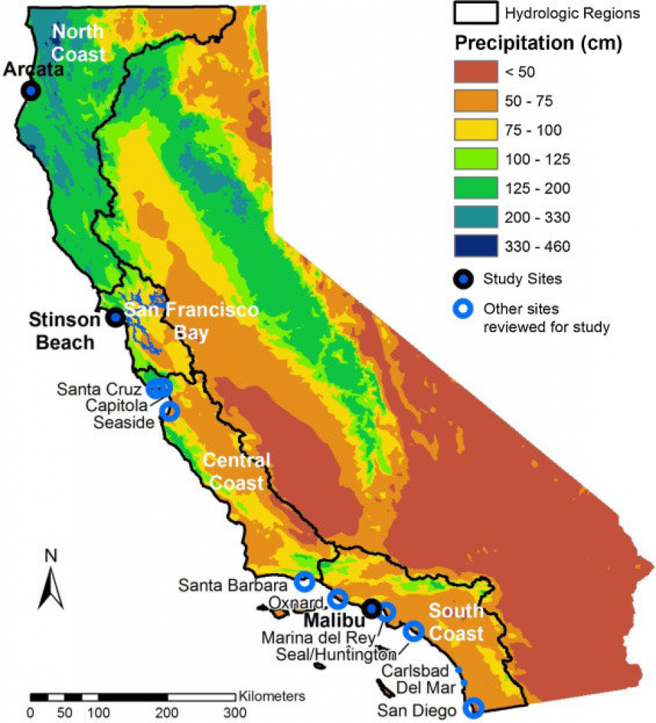 Map Of California Showing The 4 Coastal Hydrologic Regions (Hrs - Https Www Map Of California