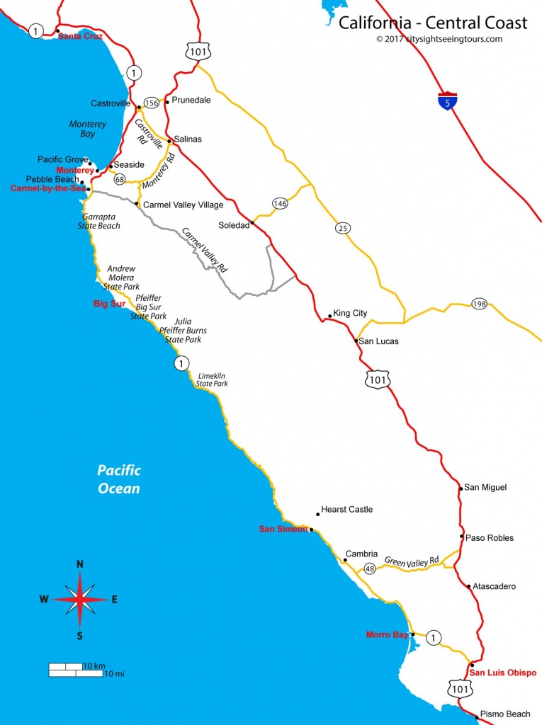 Map Of California&amp;#039;s Central Coast - Big Sur, Carmel, Monterey - Carmel California Map