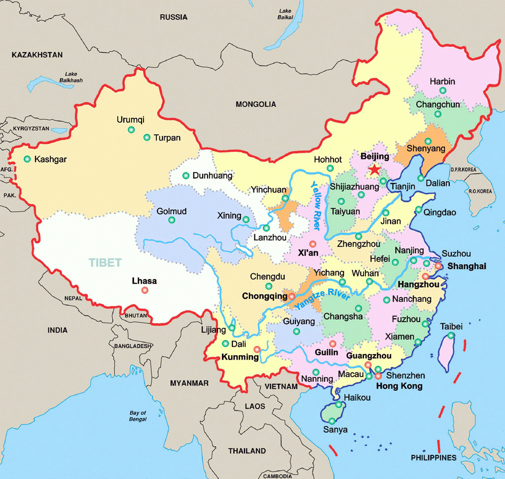Map Of China Cities And Travel Information | Download Free Map Of - Free Printable Map Of China