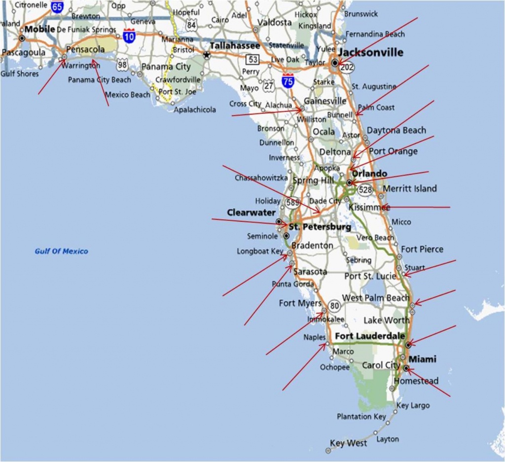 Map Of Eastern Fl And Travel Information | Download Free Map Of - Florida Coast Map