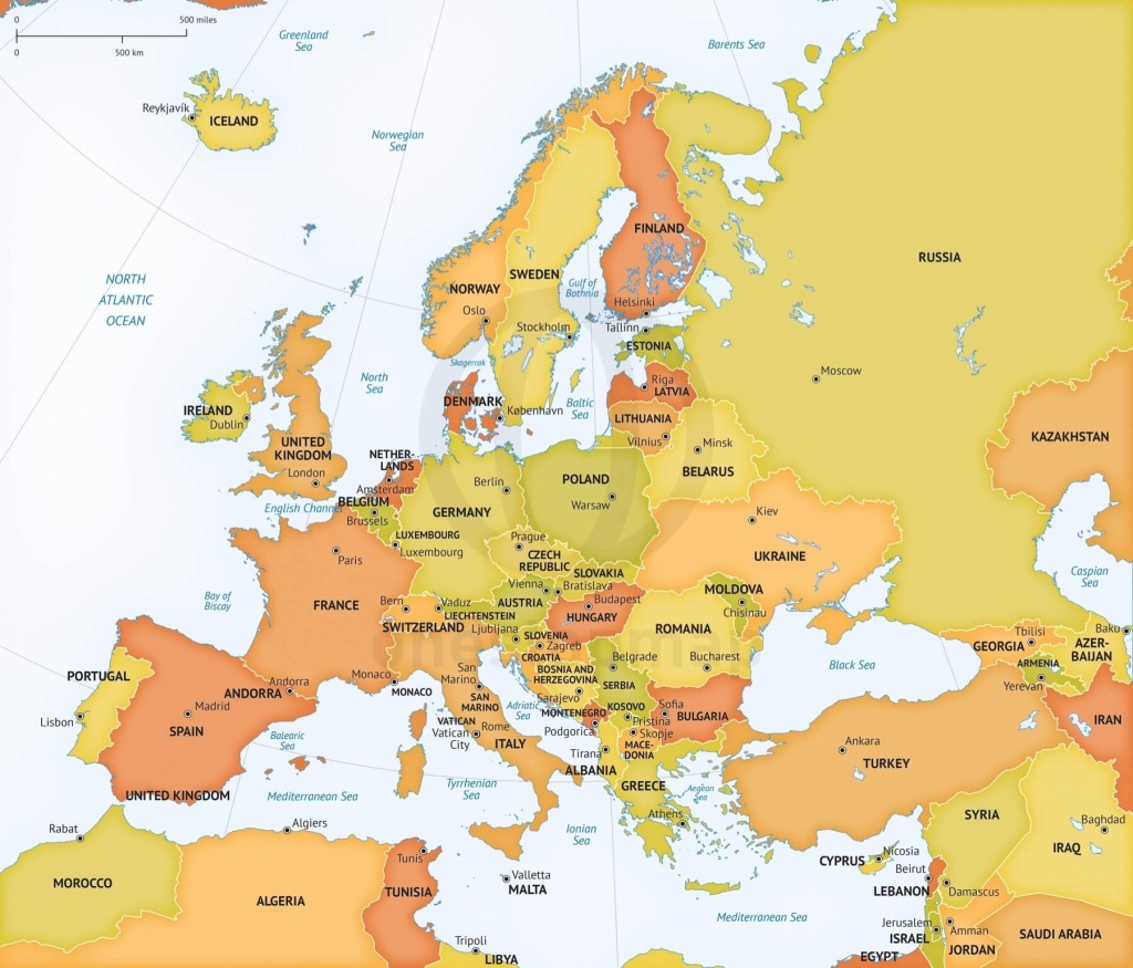 Map Of Europe Continent Political - Free Printable Map Of Europe With Countries And Capitals