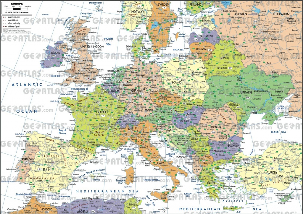 Map Of European Cities At Europe City On Printable With In 8 - World - Printable Map Of Europe With Cities