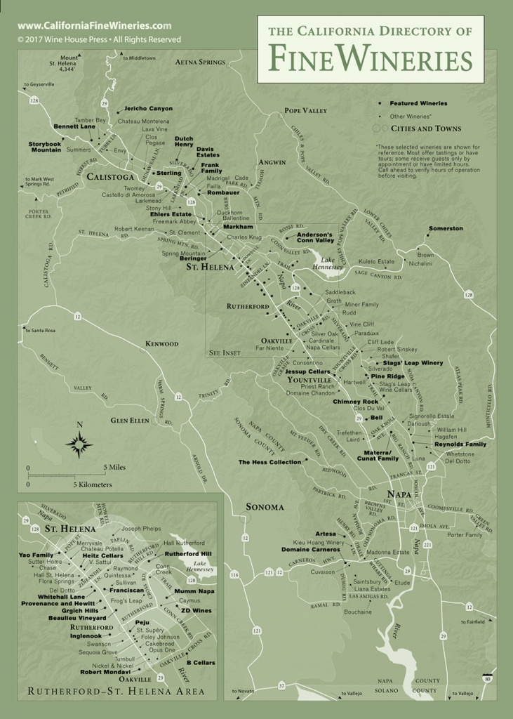 Map Of Fine Wineries In Napa Valley California - Napa Valley California Map