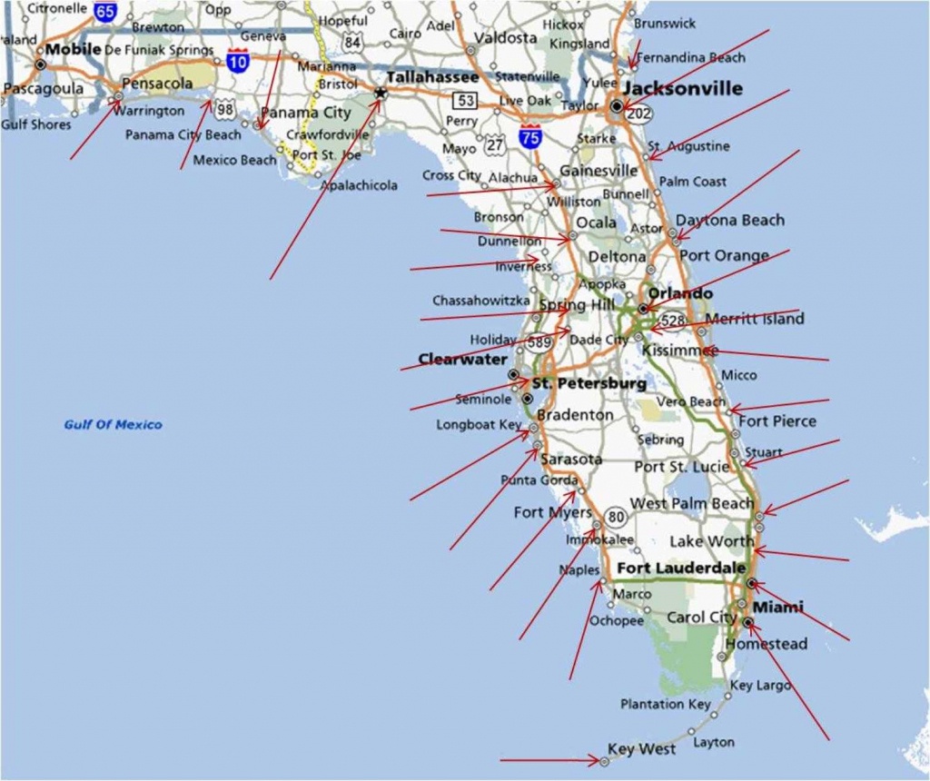 Map Of Florida Coastline - Lgq - West Florida Beaches Map