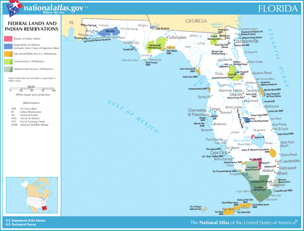 Map Of Florida (Map Federal Lands And Indian Reservations - Florida Ocean Map