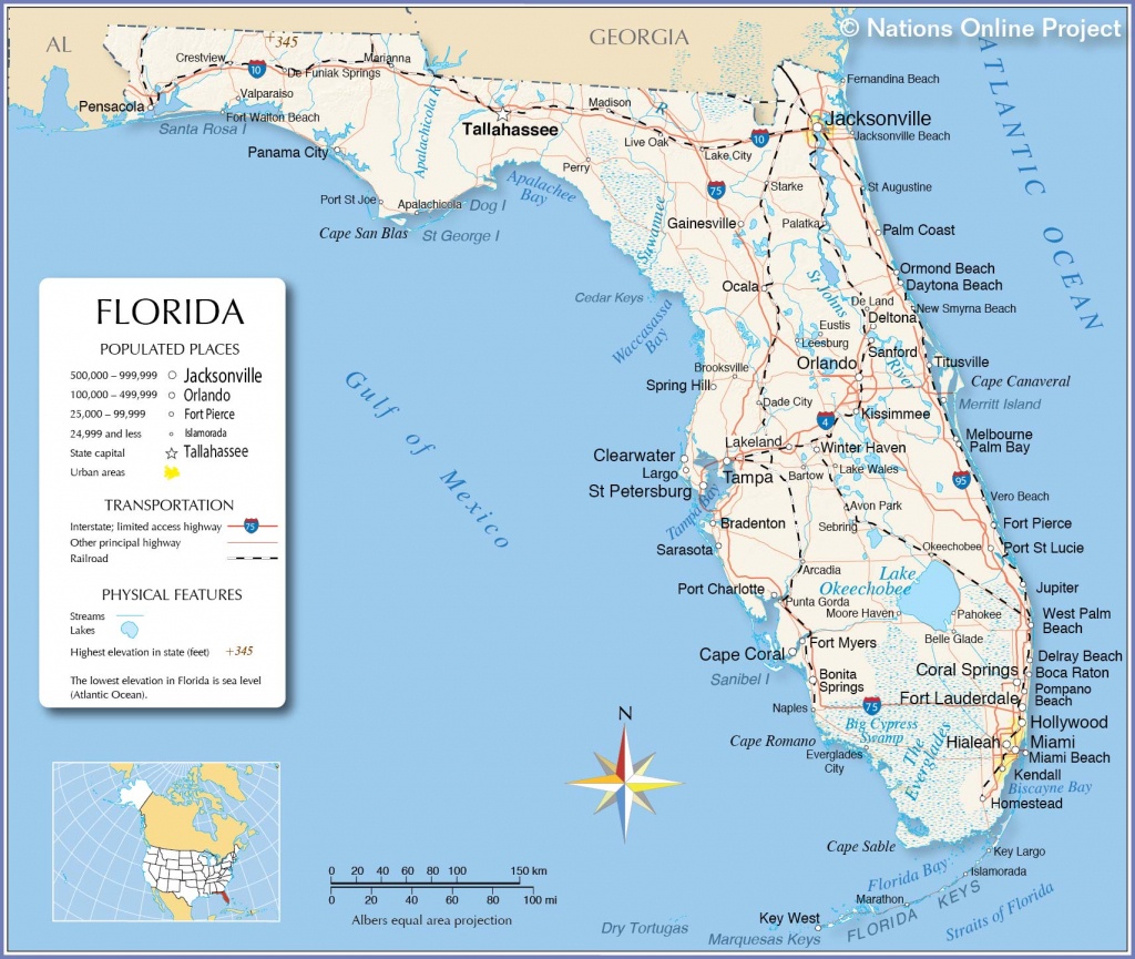 Map Of Florida State, Usa - Nations Online Project - Florida Ocean Map