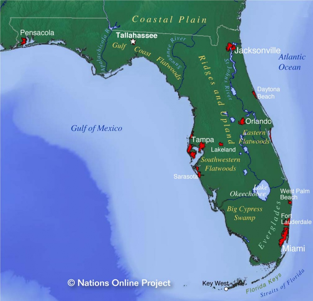 Map Of Florida State, Usa - Nations Online Project - Port St John Florida Map