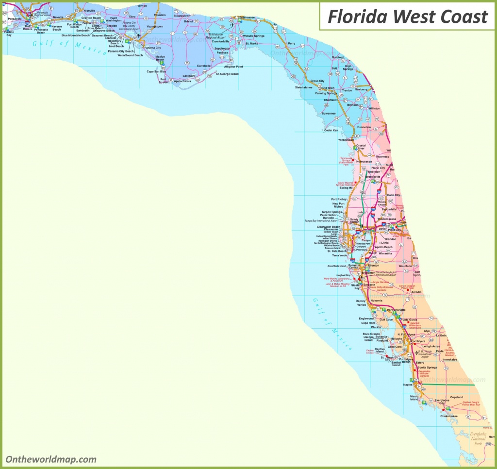 Map Of Florida West Coast - Florida Coast Map