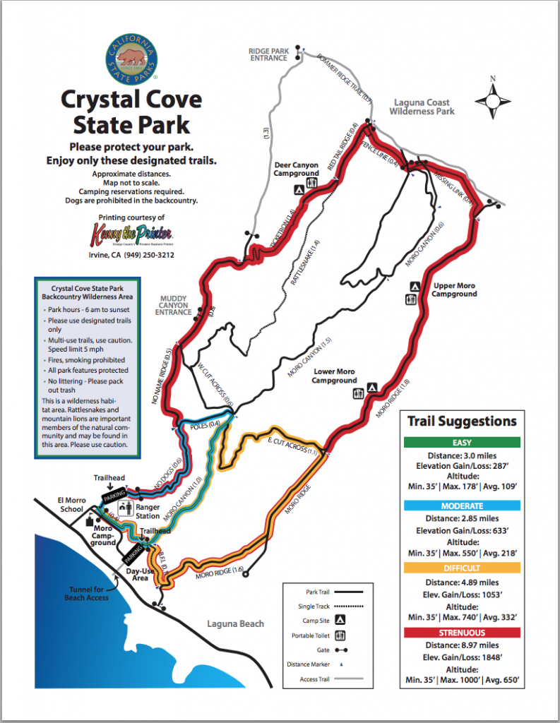 Map Of Hiking Trails | Crystal Cove - Southern California State Parks Map