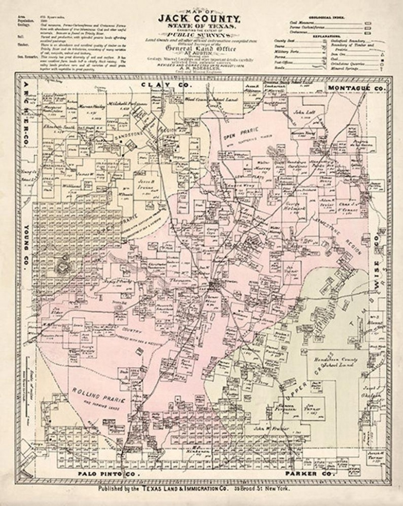 Map Of Jack County Texas Tx  1876. Shows Ownership. | Etsy - Jack County Texas Map