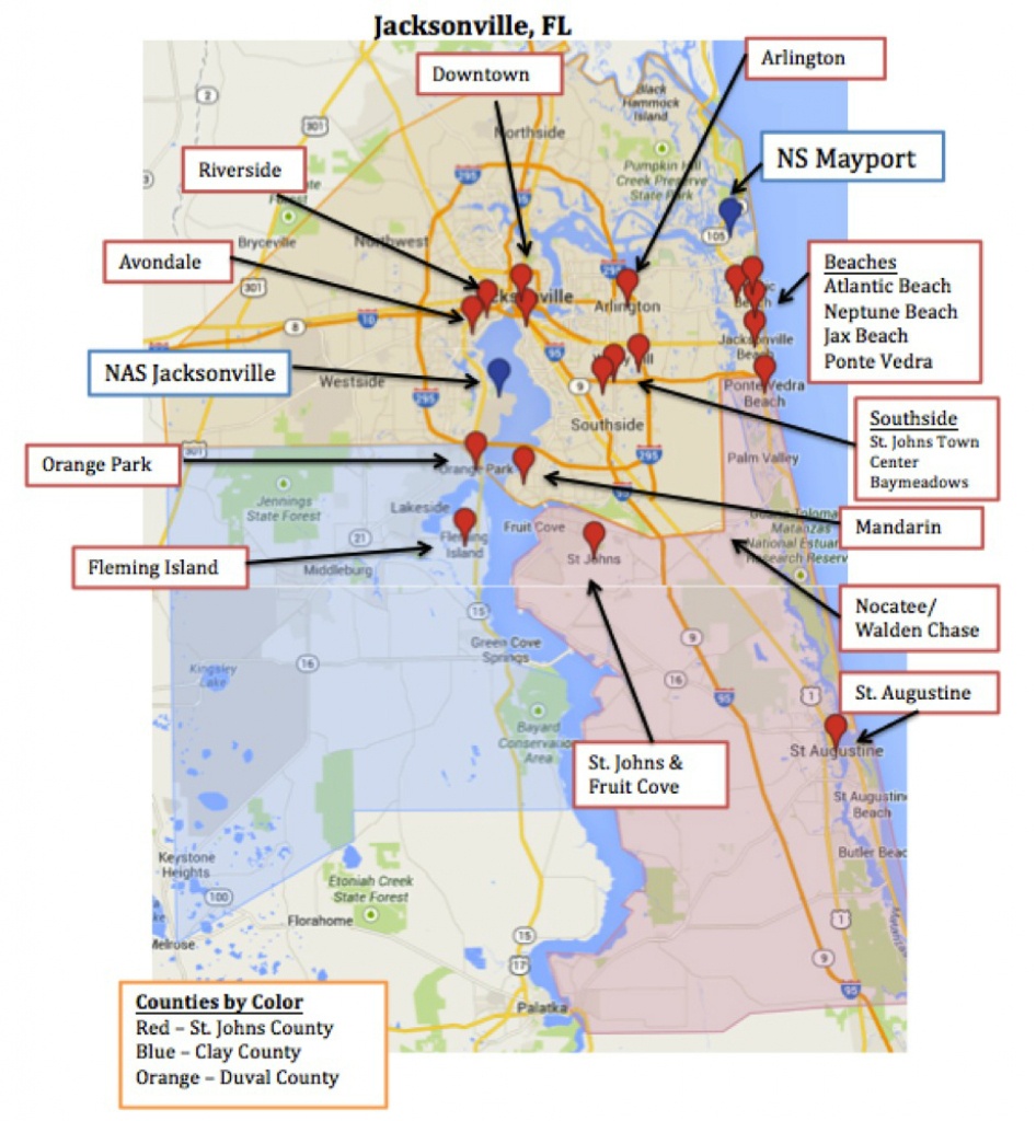 Map Of Jacksonville &amp;amp; Mayport, Florida | Military Town Advisor - Port St John Florida Map