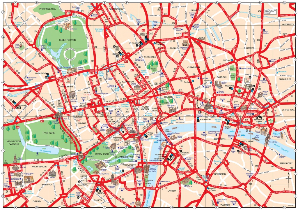 Map Of London Tourist Attractions, Sightseeing &amp;amp; Tourist Tour - Printable Street Map Of London