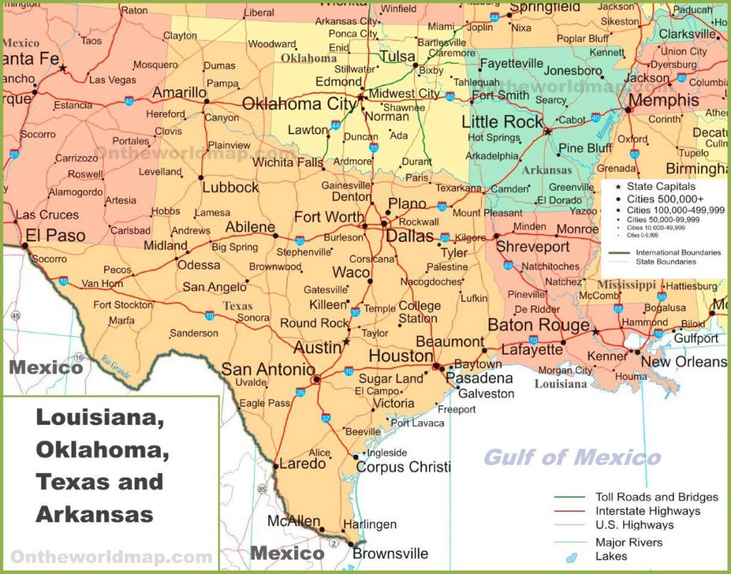 Map Of Louisiana, Oklahoma, Texas And Arkansas - Big Spring Texas Map