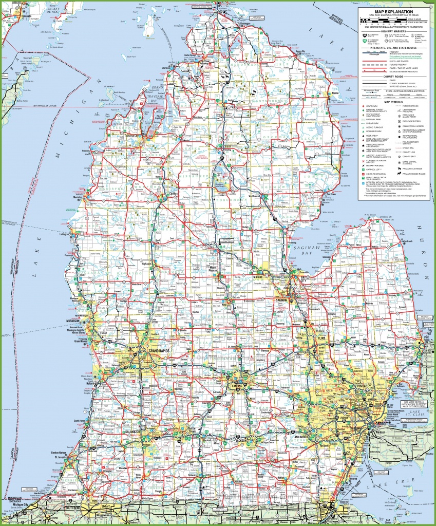 Map Of Lower Peninsula Of Michigan Printable Map Of Michigan 