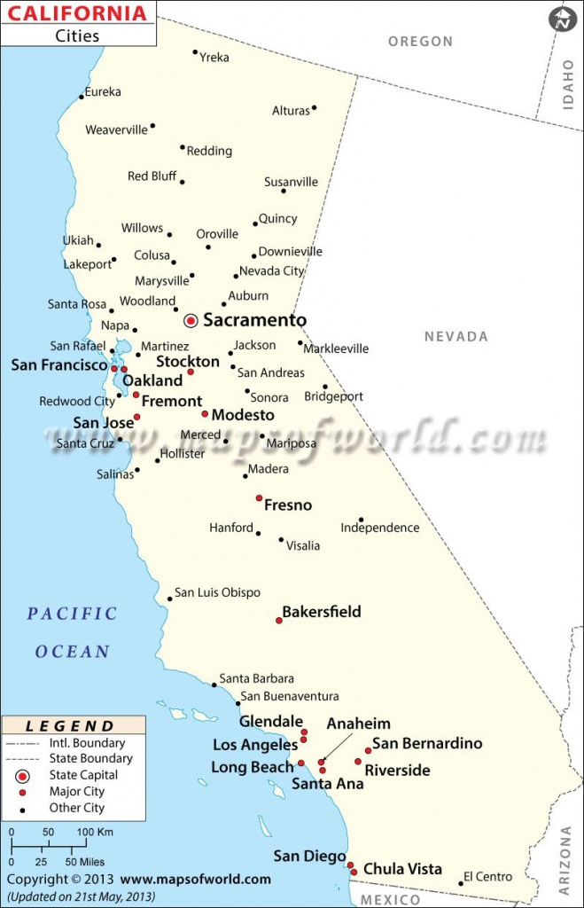 Map Of Major Cities Of California | Maps In 2019 | California Map - Where Is Hollister California At On A Map