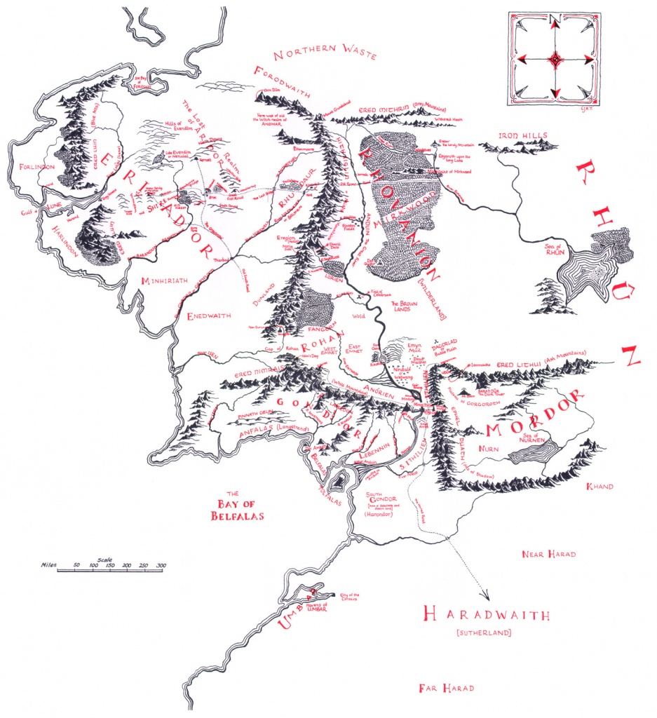 Map Of Middle-Earth - J.r.r. Tolkien - Printable Hobbit Map
