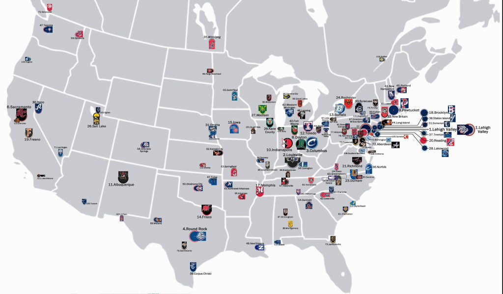 Map Of Mlb Ballparks Baseball Teams In Us Minor Leagues 0 Refrence Printable Map Of Mlb Stadiums 