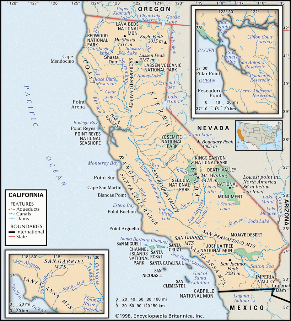 Map Of National Parks And Monuments Of The State Of California [1449 - Map Of California National Parks And Monuments