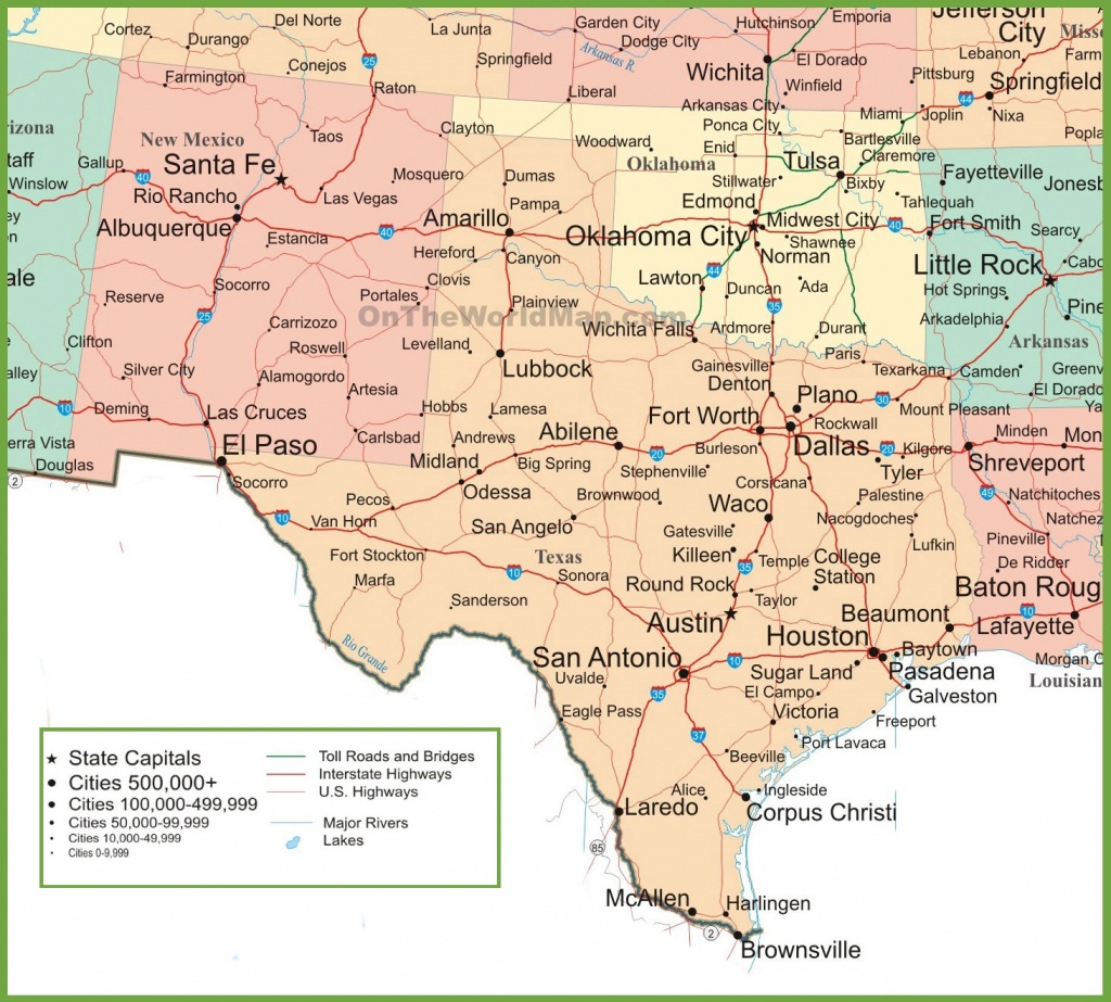 Map Of New Mexico, Oklahoma And Texas - Texas Arkansas Map