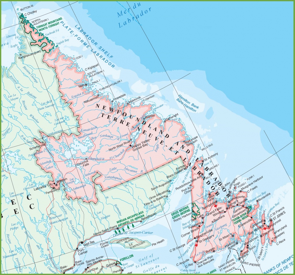 Map Of Newfoundland Canada And Travel Information | Download Free - Printable Map Of Newfoundland