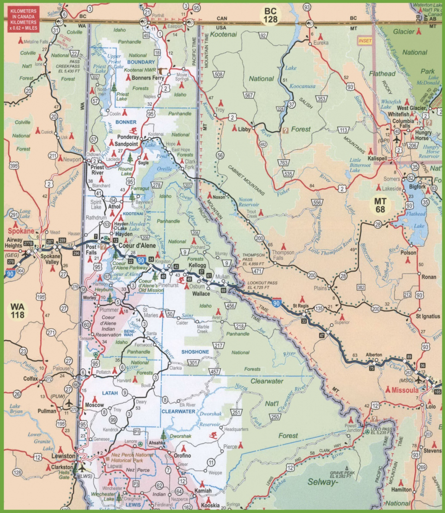 Map Of Northern Idaho - Printable Map Of Idaho