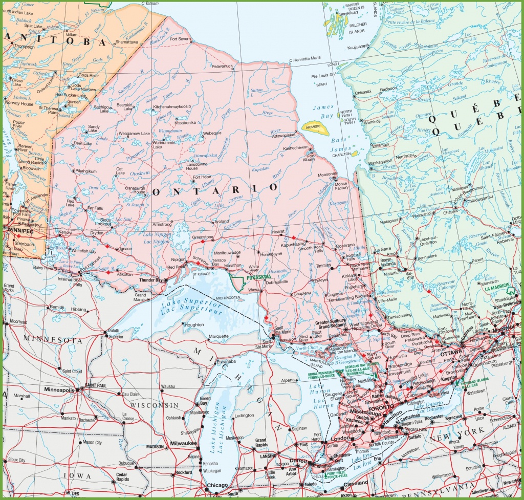 Map Of Ontario With Cities And Towns - Printable Map Of Ontario