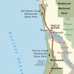 Map Of Pacific Coast Through Redwood National Park. | Pacific Coast   Oregon California Coast Map