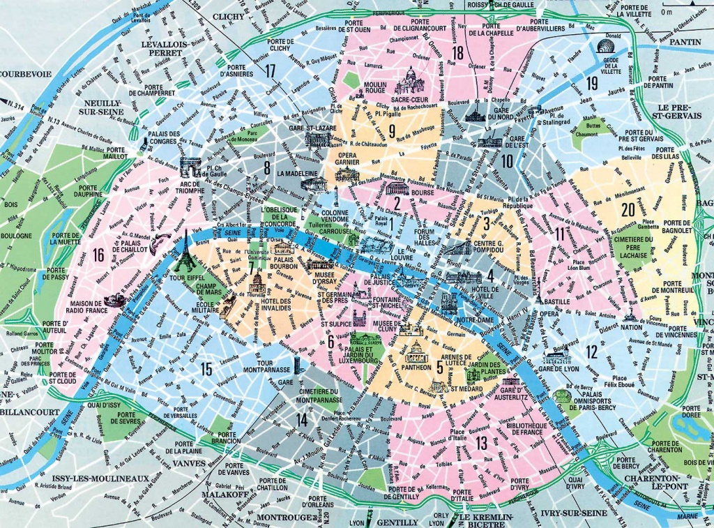 Map Of Paris Arrondissements. Top Arrondissement Sights. - Printable Map Of Paris Arrondissements