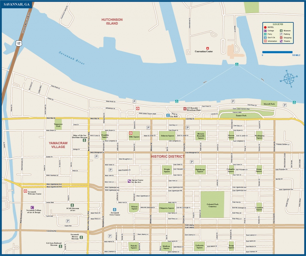 Map Of Savannah Airport Historic District Squares Area River Site Free - Printable Map Of Savannah Ga