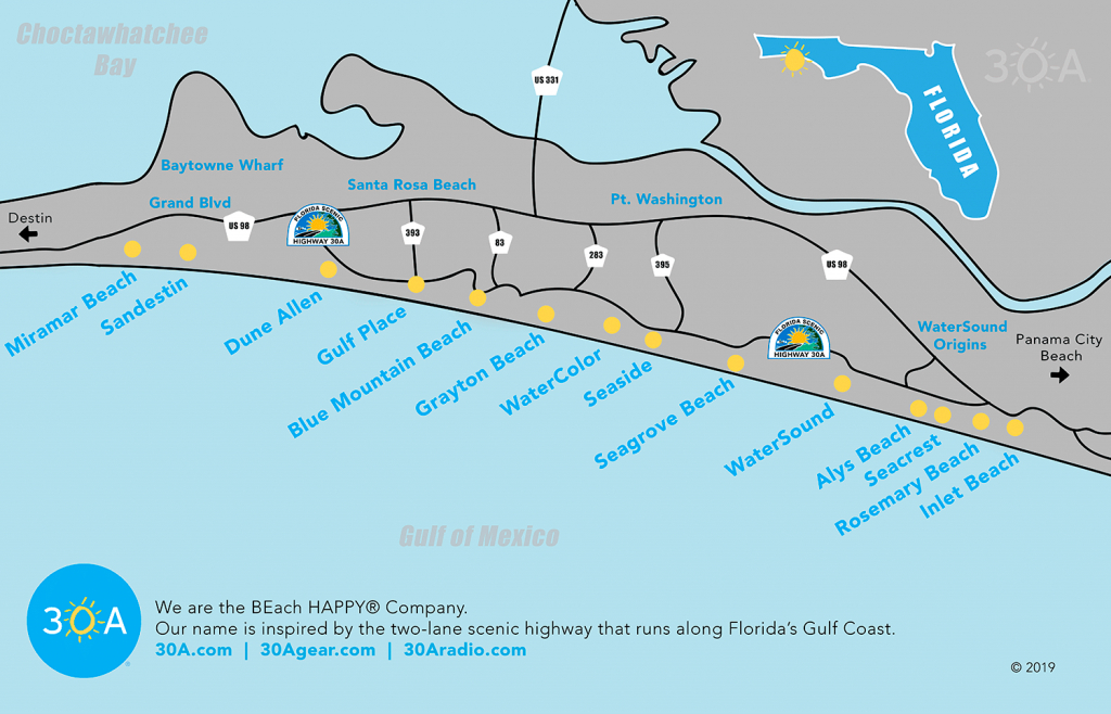 Map Of Scenic 30A And South Walton, Florida - 30A - Rosemary Beach Florida Map