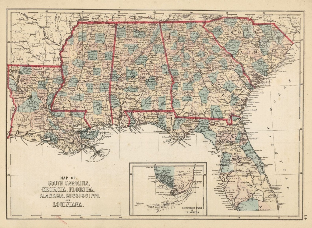 Map Of South Carolina, Georgia, Florida, Alabama, Mississippi, And - Florida Louisiana Map
