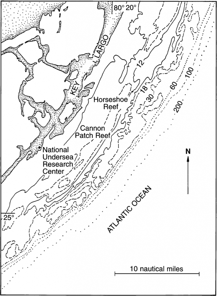 Map Of Study Area Of Modern Reefs Of The Florida Reef Tract - Florida Reef Map