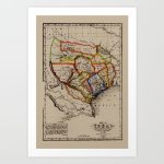 Map Of Texas 1836 Art Print   Map Of Texas Art