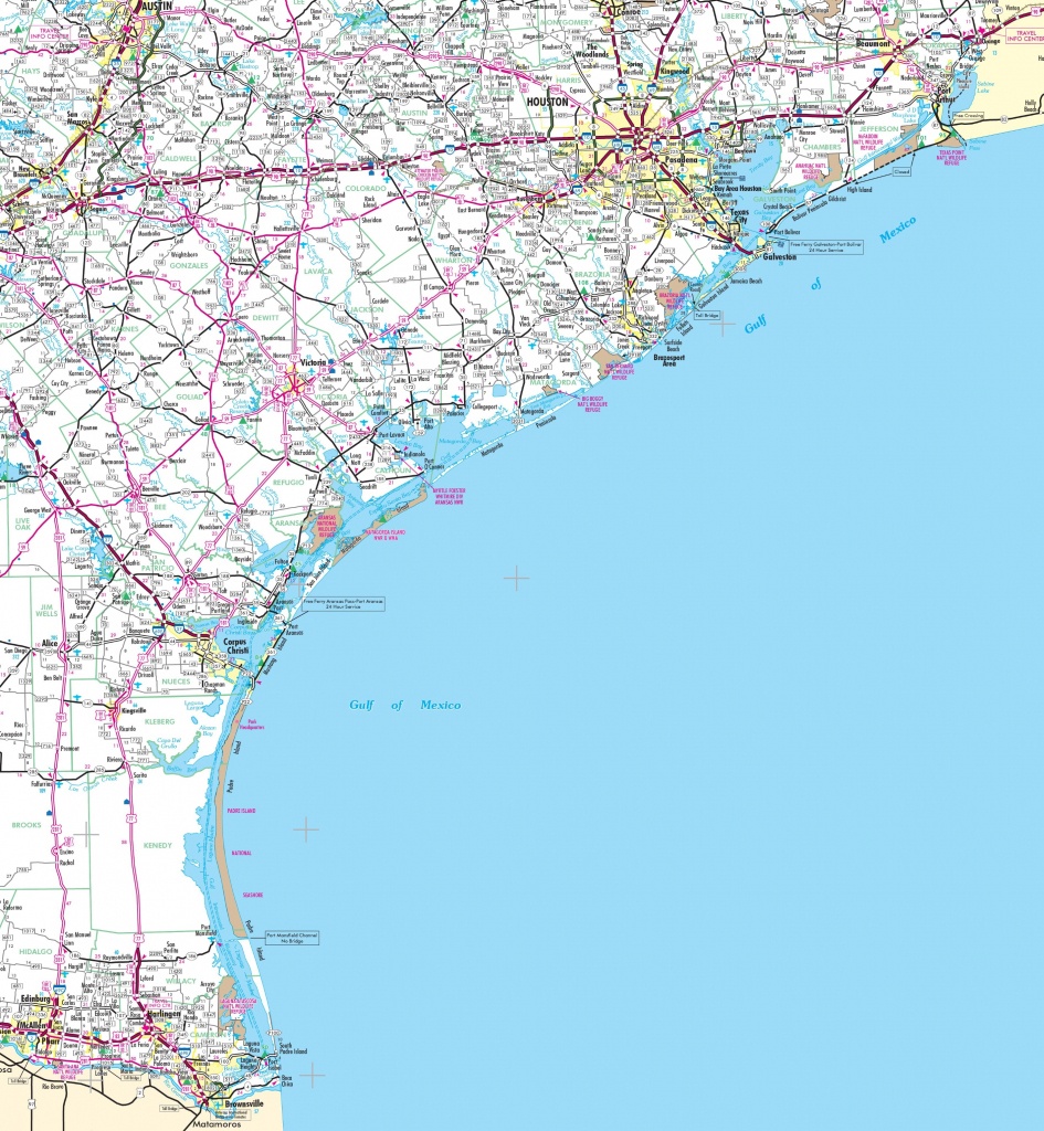 Map Of Texas Coast - Map Of Texas Coastline Cities