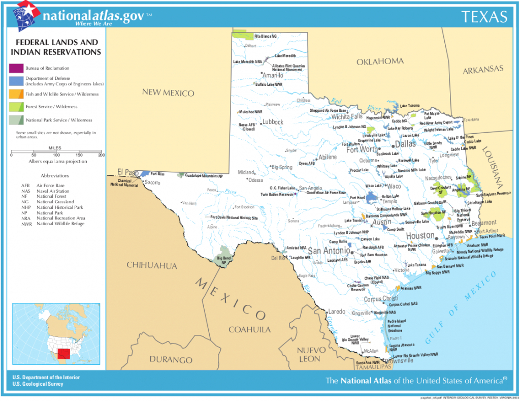 Map Of Texas (Map Federal Lands And Indian Reservations - Lands Of Texas Map
