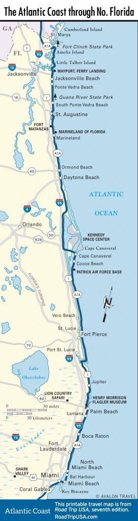 Map Of The Atlantic Coast Through Northern Florida. | Florida A1A - Road Map Of North Florida