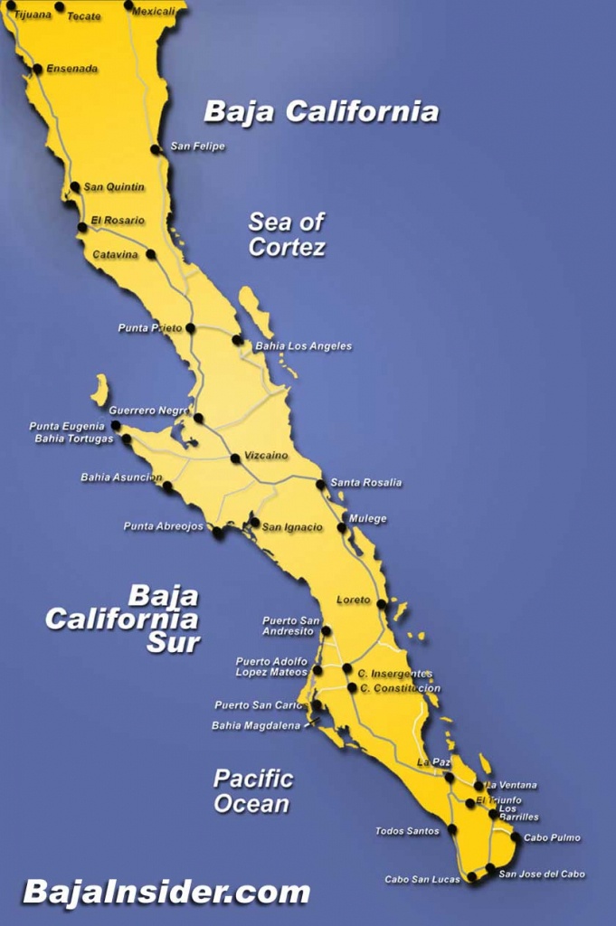 Map Of The Baja California Peninsula Of Mexico | Bajainsider - Map Of California And Mexico Coast