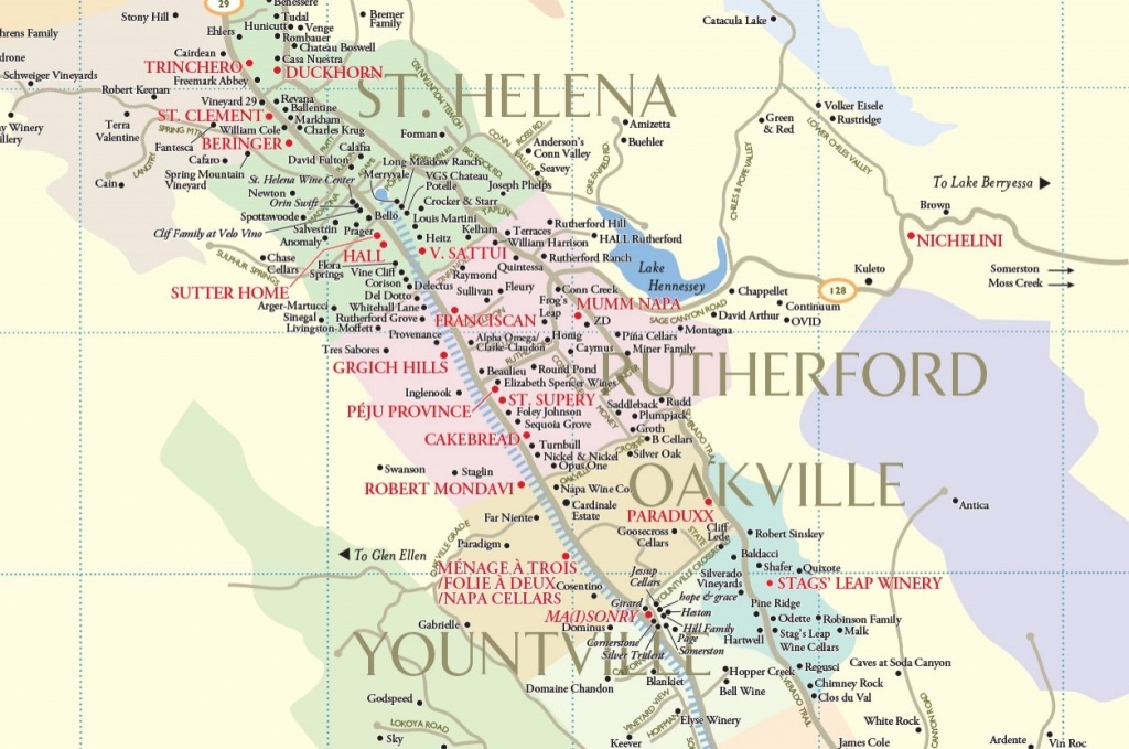 Map Of The Napa Valley Winery California With Cities Photography - Napa Valley California Map