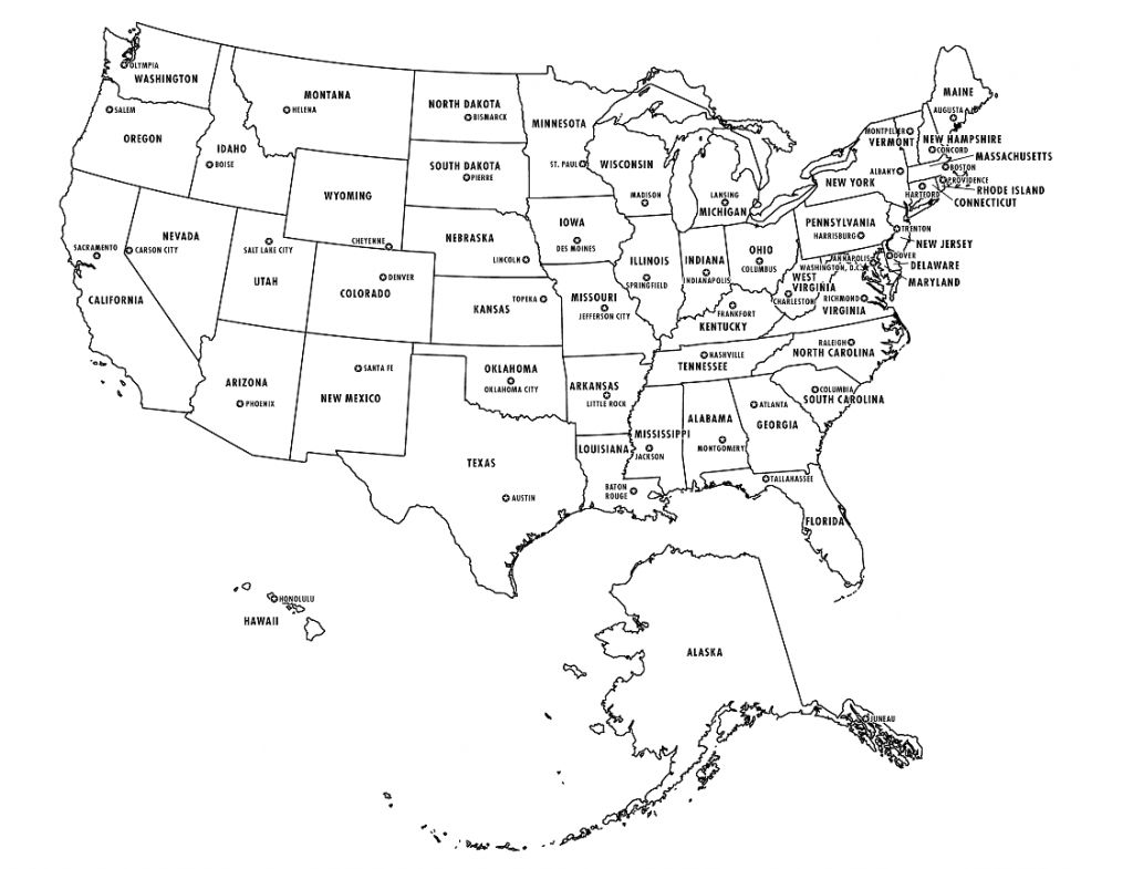 Map Of The United States With State Names And Capitals And Travel - United States Map With State Names And Capitals Printable