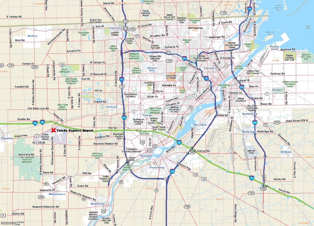 Map Of Toledo Ohio Area And Travel Information | Download Free Map - Printable Map Of Toledo Ohio